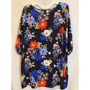 Old Navy Shift Dress LARGE PETITE Long Sleeves Navy Floral NEW